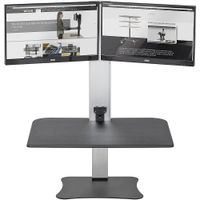 Victor - Electric Dual Monitor Height Adjustable Standing Desk Riser Workstation - Black, Aluminum