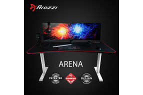 Arozzi - Arena Ultrawide Curved Gaming Desk - White with Black/Red Accents