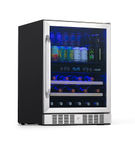 NewAir - 20 Bottle and 70 Can Dual Zone Wine and Beverage Fridge with SplitShelf and Smooth Rollin