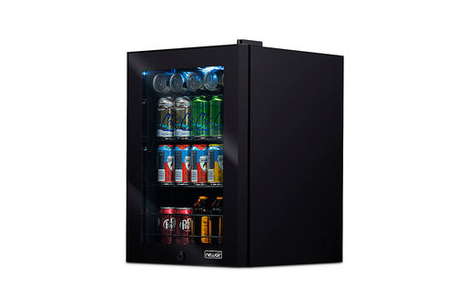 NewAir - 90-Can Freestanding Beverage Fridge, Compact with Adjustable Shelves and Lock - Black