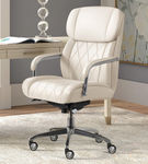 La-Z-Boy - Comfort and Beauty Sutherland Diamond-Quilted Bonded Leather Office Chair - Light Ivory