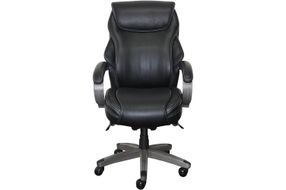 La-Z-Boy - Hyland Bonded Leather & Memory Foam Executive Chair - Gray/Black