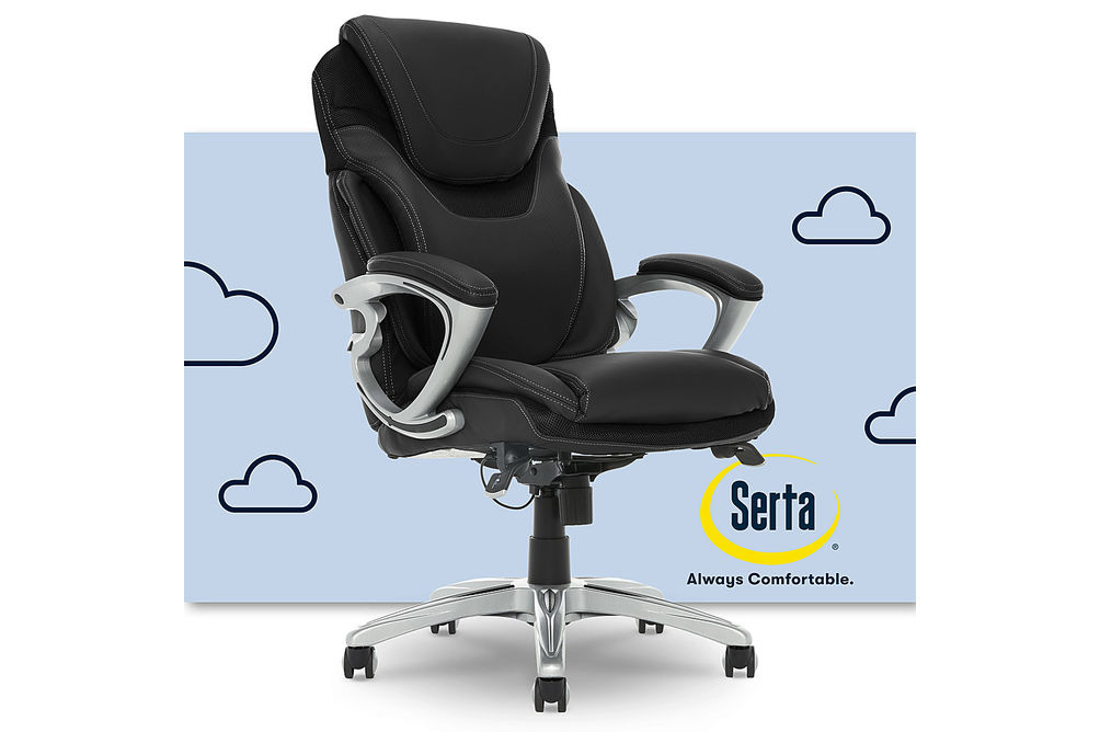 Serta - Bryce Bonded Leather Executive Office Chair - Black