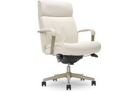 La-Z-Boy - Modern Melrose Executive Office Chair with Brass Finish - Ivory