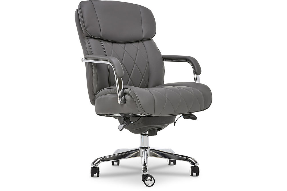 La-Z-Boy - Comfort and Beauty Sutherland Diamond-Quilted Bonded Leather Office Chair - Moon Rock Gr