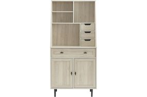 Walker Edison - 4 Drawer Cabinet Storage Computer Desk with Hutch - Birch