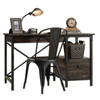 Sauder - Steel River Collection Rustic 2-Drawer Workstation - Carbon Oak