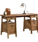 Sauder - Trestle Collection Rectangular 4-Drawer Table - Vintage Oak