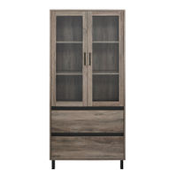 Walker Edison - 2-Drawer Storage Armoire Bookcase Cabinet - Gray Wash