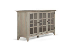 Simpli Home - Acadian SOLID WOOD 62 inch Wide Transitional Wide Storage Cabinet in Distressed Grey