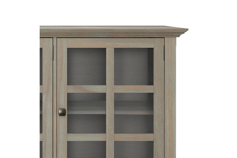 Simpli Home - Acadian SOLID WOOD 62 inch Wide Transitional Wide Storage Cabinet in Distressed Grey