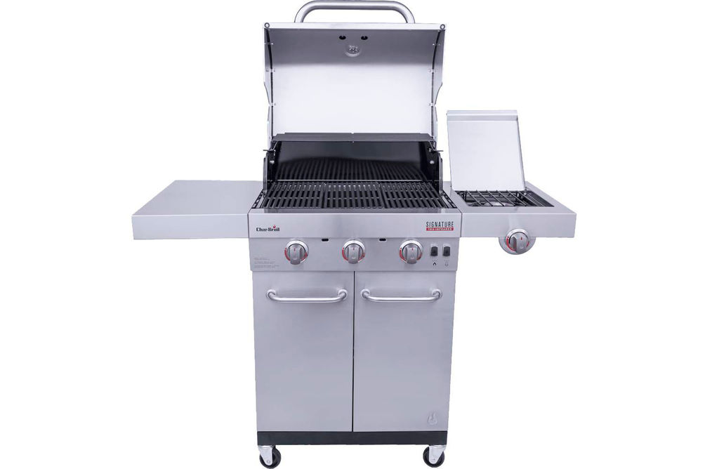 Char-Broil - Signature Amplifire 3-Burner Gas Grill with Cabinet - Stainless Steel