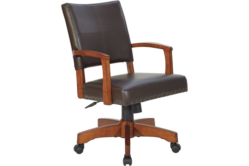 OSP Home Furnishings - Wood Bankers 5-Pointed Star Wood and Steel Office Chair - Espresso