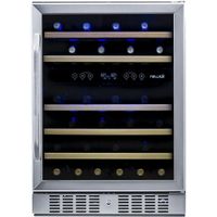 NewAir - 46-Bottle Dual Zone Built-in Wine Fridge with Quiet Operation with Beech Wood Shelves and