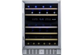 NewAir - 46-Bottle Dual Zone Built-in Wine Fridge with Quiet Operation with Beech Wood Shelves and