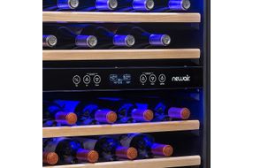 NewAir - 46-Bottle Dual Zone Built-in Wine Fridge with Quiet Operation with Beech Wood Shelves and