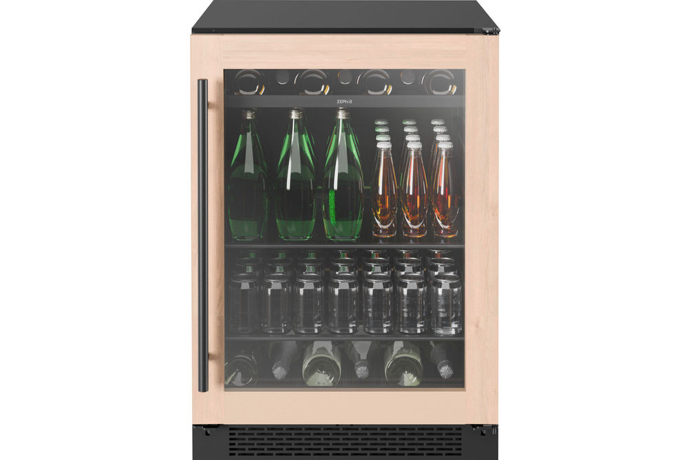 Zephyr - Presrv 24 in. 7-Bottle and 112-Can Single Zone Panel-Ready Beverage Cooler - Stainless Ste