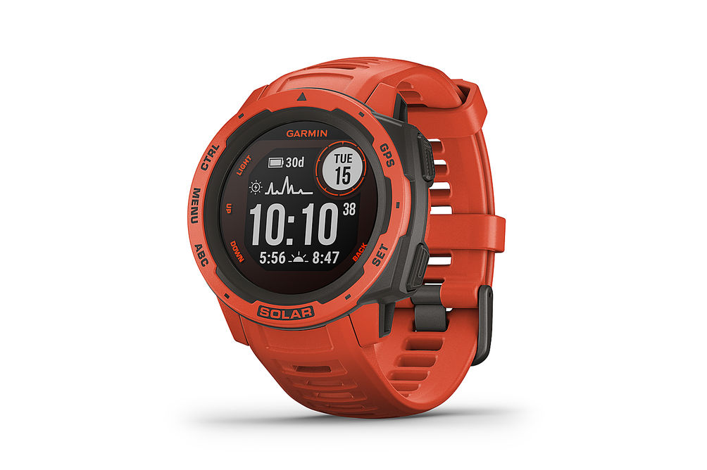 Garmin - Instinct Solar Smartwatch 45mm Fiber-Reinforced Polymer - Flame Red