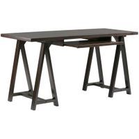 Simpli Home - Sawhorse Rectangular Modern Industrial Wood Table - Dark Chestnut Brown