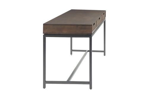 Simpli Home - Banting Rectangular Mid-Century Modern Industrial Solid Rubberwood 3-Drawer Table - W