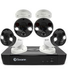 Swann - 8 Channel 2TB NVR, 4 x 4K PoE Cameras, w/Dual LED Spotlights, Color Night Vision & Free Fac