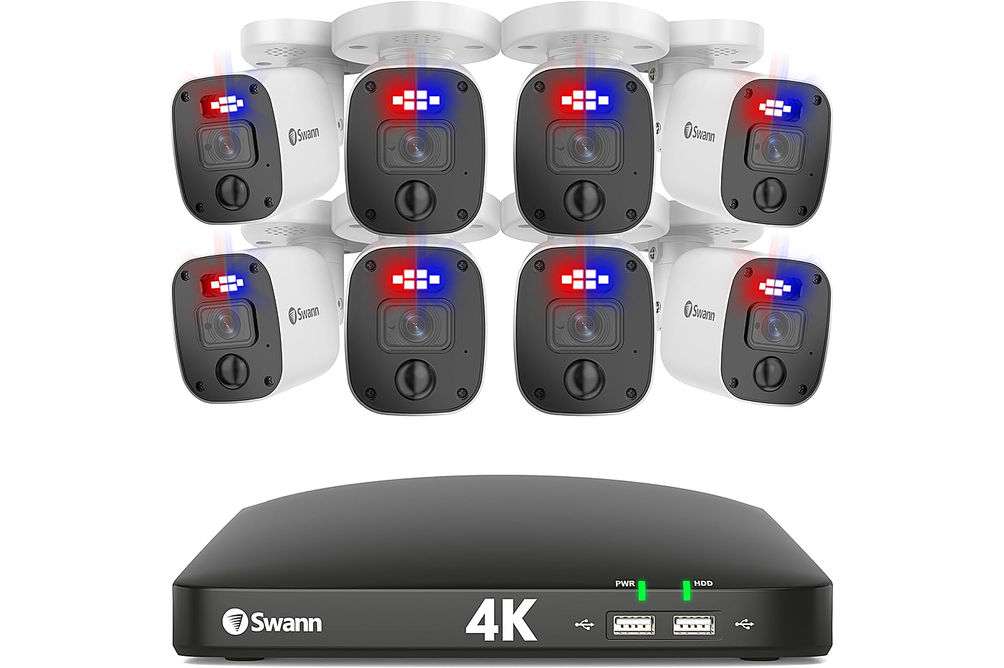 Swann - Enforcer 8-Channel, 8-Camera Indoor/Outdoor Wired 4K UHD 2TB DVR Security Camera Surveillan