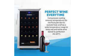 NewAir - Freestanding 33 Bottle Compressor Wine Fridge, Adjustable Racks , Exterior Digital Thermos