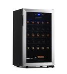 NewAir - Freestanding 33 Bottle Compressor Wine Fridge, Adjustable Racks , Exterior Digital Thermos