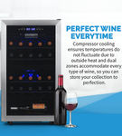 NewAir - Freestanding 28 Bottle Dual Zone Compressor Wine Fridge - Stainless Steel