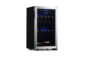 NewAir - Freestanding 28 Bottle Dual Zone Compressor Wine Fridge - Stainless Steel