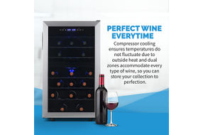 NewAir - Freestanding 43 Bottle Dual Zone Compressor Wine Fridge - Stainless Steel