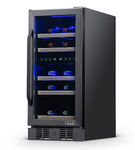 NewAir - 15 Built-in 29 Bottle Dual Zone Compressor Wine Fridge - Black Stainless Steel