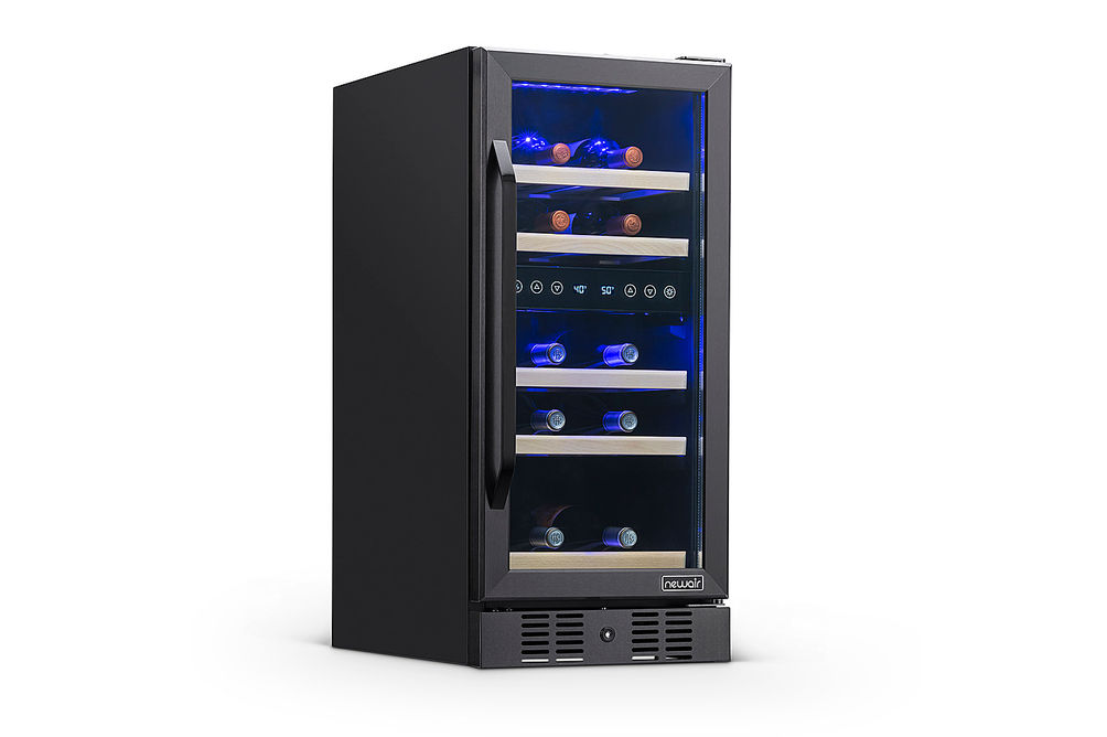 NewAir - 15 Built-in 29 Bottle Dual Zone Compressor Wine Fridge - Black Stainless Steel