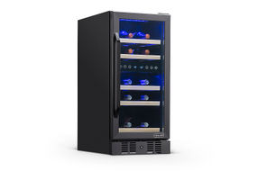 NewAir - 15 Built-in 29 Bottle Dual Zone Compressor Wine Fridge - Black Stainless Steel