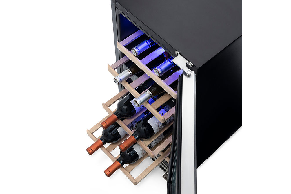 NewAir - 15 Built-in 29 Bottle Dual Zone Compressor Wine Fridge with Recessed Kickplate - Stainles