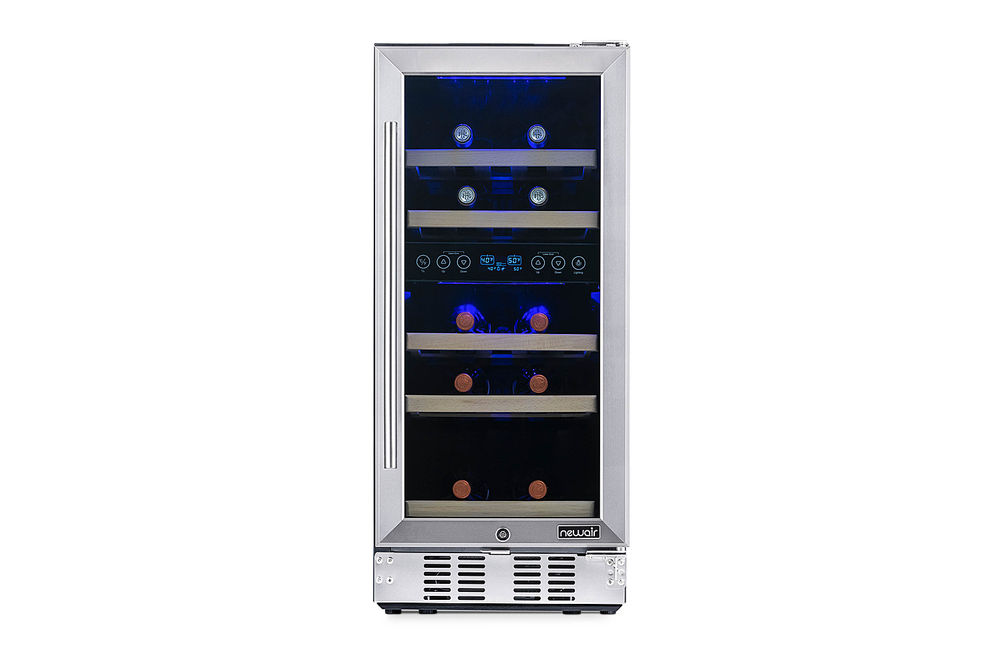 NewAir - 15 Built-in 29 Bottle Dual Zone Compressor Wine Fridge with Recessed Kickplate - Stainles