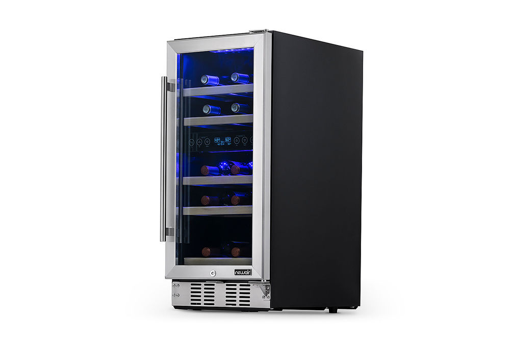 NewAir - 15 Built-in 29 Bottle Dual Zone Compressor Wine Fridge with Recessed Kickplate - Stainles