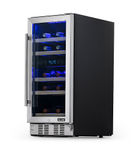 NewAir - 15 Built-in 29 Bottle Dual Zone Compressor Wine Fridge with Recessed Kickplate - Stainles