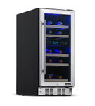 NewAir - 15 Built-in 29 Bottle Dual Zone Compressor Wine Fridge with Recessed Kickplate - Stainles