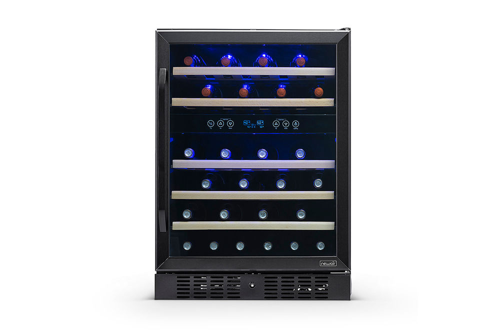 NewAir - 24 Built-in 46 Bottle Dual Zone Compressor Wine Fridge - Black Stainless Steel