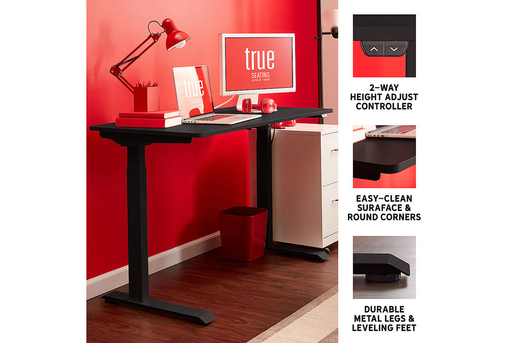 True Seating - Ergo Electric Height Adjustable Standing Desk - Black