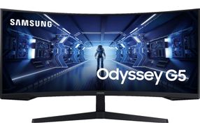 Samsung - 34 Odyssey G5 1000R Curved 1ms 165Hz QHD FreeSync Prem Gaming Monitor - Black