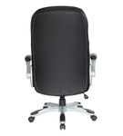 Office Star Products - Bonded Leather Executive Chair with Padded Flip Arms and Silver Base - Black