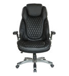 Office Star Products - Executive High Back Chair with Bonded Leather and Flip Arms - Black