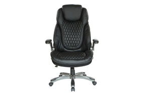 Office Star Products - Executive High Back Chair with Bonded Leather and Flip Arms - Black