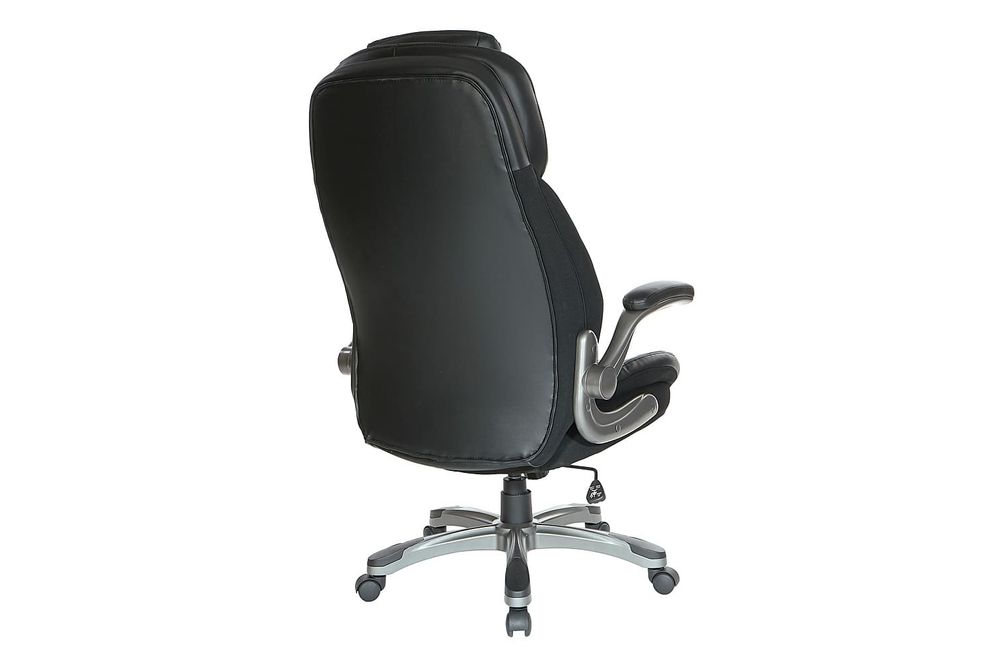 Office Star Products - Executive High Back Chair with Bonded Leather and Flip Arms - Black