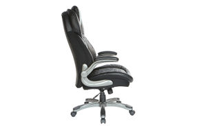 Office Star Products - Executive High Back Chair with Bonded Leather and Flip Arms - Black