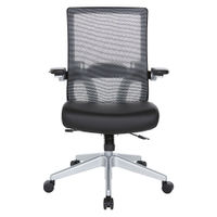 Office Star Products - Manager's Chair with Breathable Mesh Back and Black Bonded Leather Padded Se