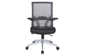 Office Star Products - Manager's Chair with Breathable Mesh Back and Black Bonded Leather Padded Se