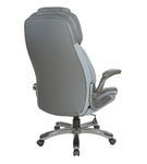 Office Star Products - Executive High Back Chair with Bonded Leather and Flip Arms - Grey